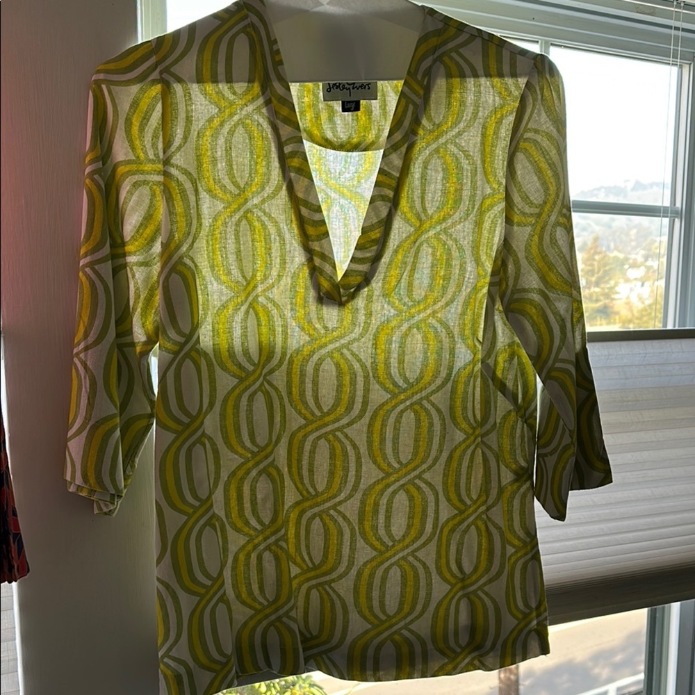 Lesley Evers Green Patterned Women's Top